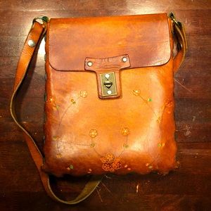Vintage tooled Leather shoulder bag